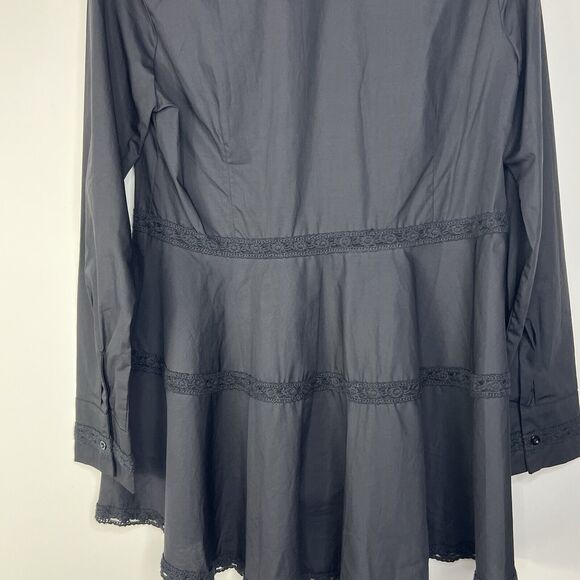 SOFT SURROUNDINGS Black Embroidered Button Up Tunic Lace Sz M Gothcore Witchy - Picture 8 of 12